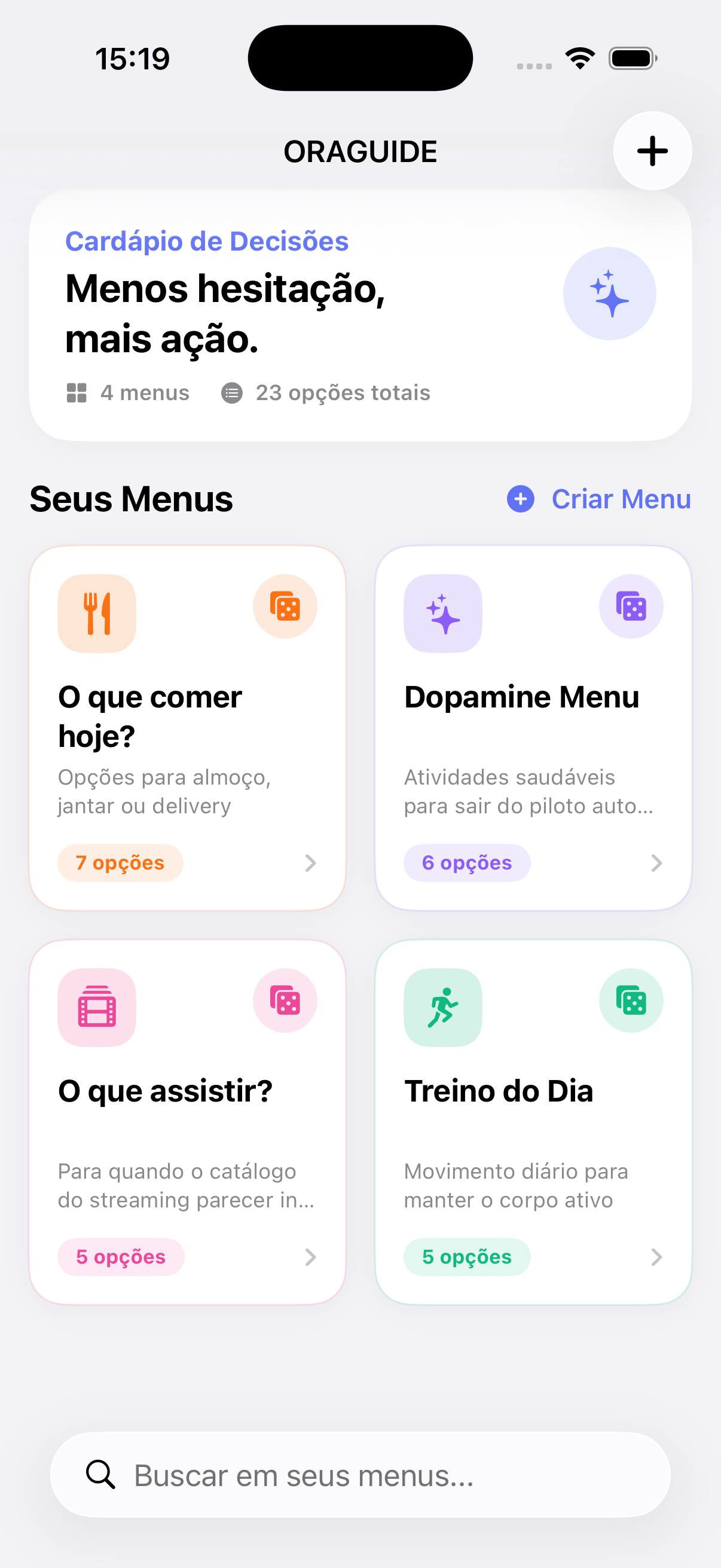Tela do OraGuide Modo Claro